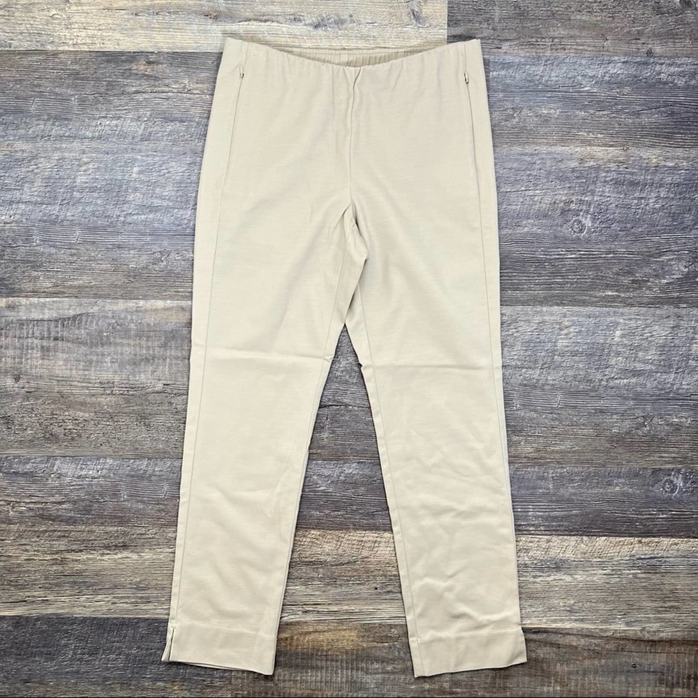 J. Jill tan elastic waist casual straight leg pants size 10 B178